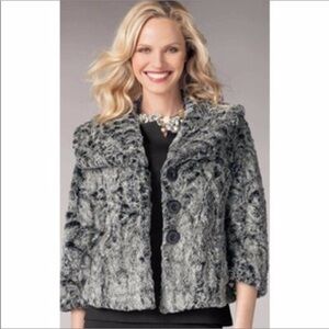 CAbi Chinchilly cropped swing jacket Size Medium